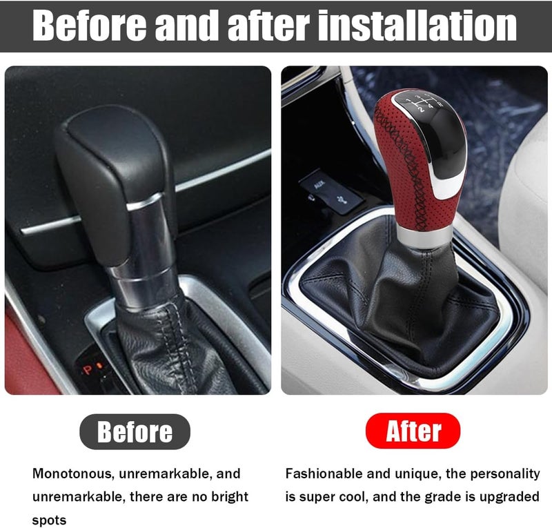 Osilly 5 Speed Shift Knob, Weighted Manual Gear Shifter Knobs, Leather Gear Shifting Handle, Automotive Manual Universal Transmission, Interior Automatic Replacement Parts (Red/Black) - Image 5